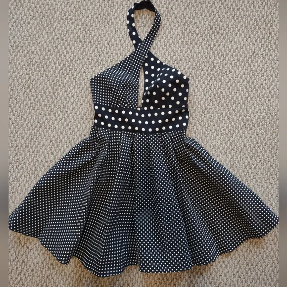 Guess by Marciano | Dresses | Guess By Marciano Retro Polka Dot Halter  Swing Dress Mini Empire Waist Size 2 Ex | Poshmark